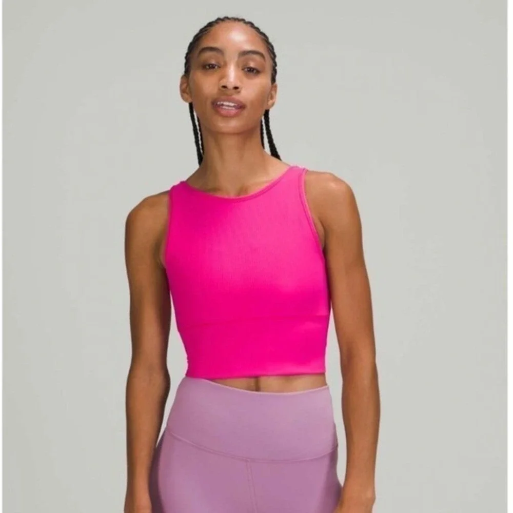 Lululemon Power Pivot Tank Top SIze XS Pink Cropped Reversible Yoga Pilates